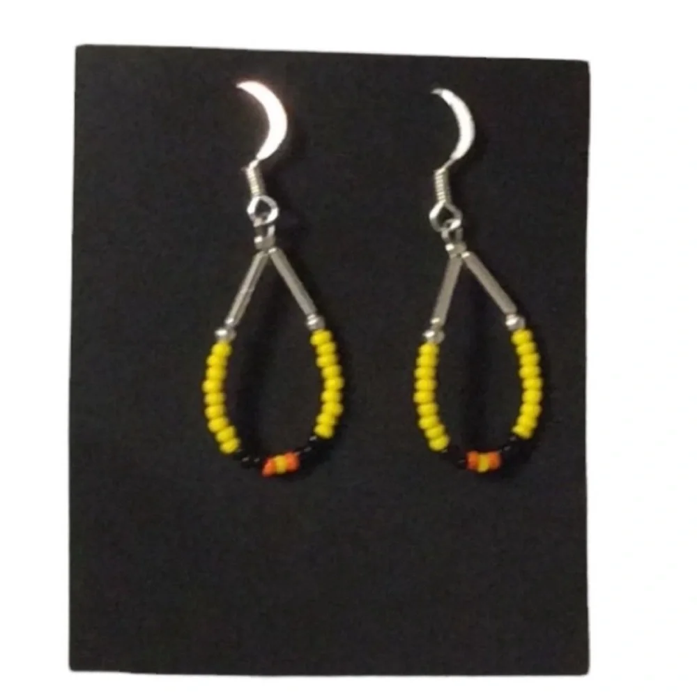 UNBRANDED Bright And Cheerful HANDMADE Glass BEAD Looped Southwestern Earrings
